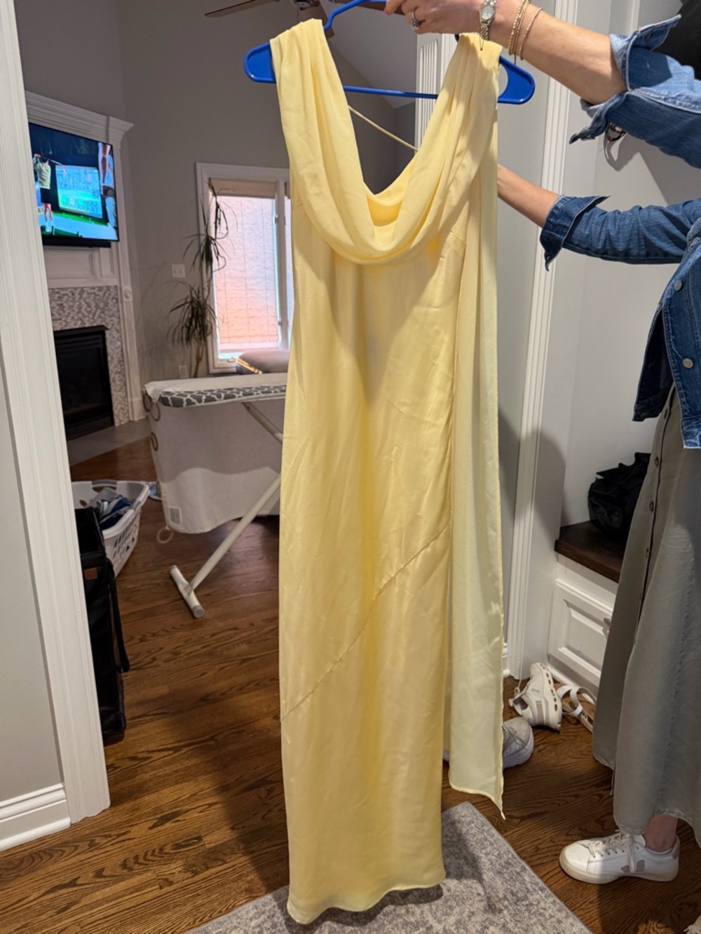 Show Me Your MuMu Pale Yellow Cowl-Neck Maxi Dress